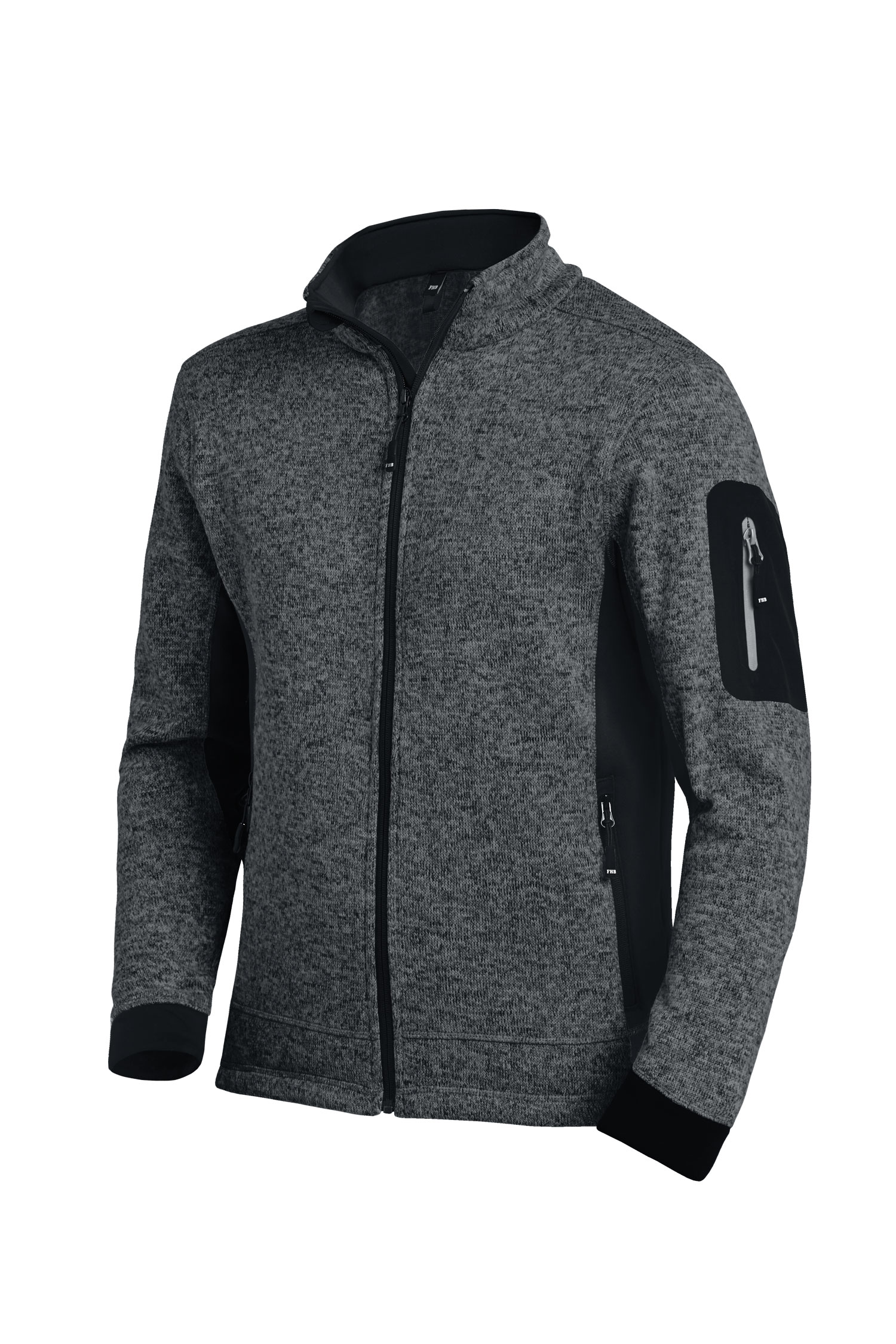 PLANAM Herren-Strick-Fleece-Jacke, „CHRISTOPH", anthrazit/schwarz